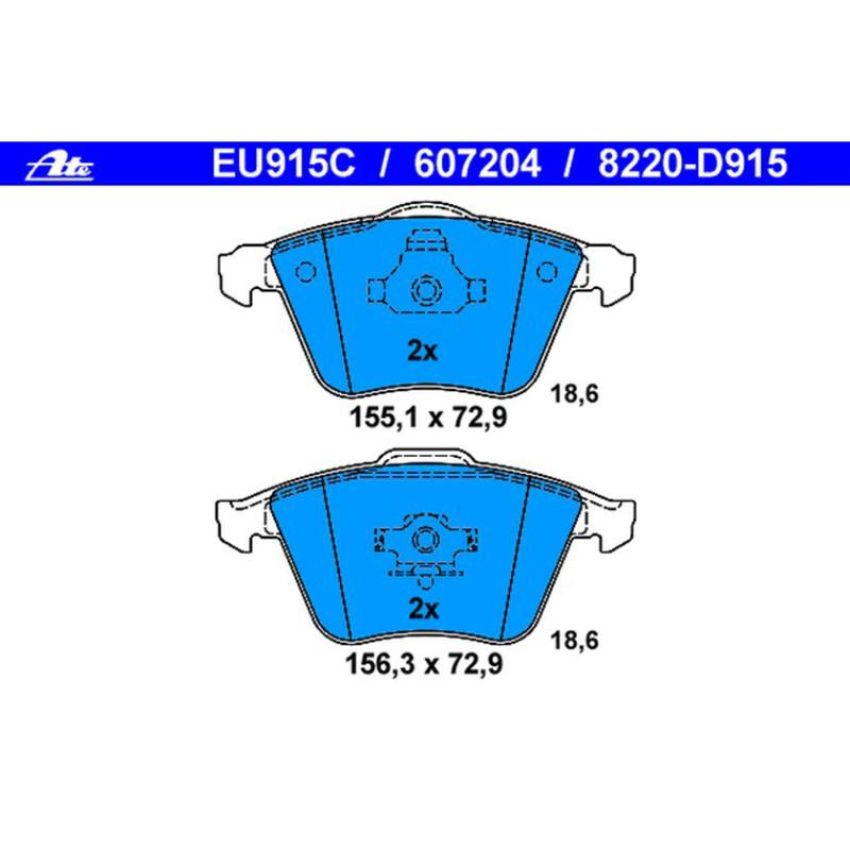 ATE 607204 ATE Semi-Metallic Front Disc Brake Pad Set 607204 for Mazda, Saab, Volvo