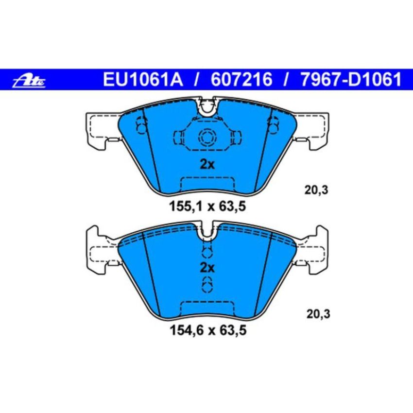 ATE 607216 ATE Original Semi-Metallic Front Disc Brake Pad Set 607216 for BMW
