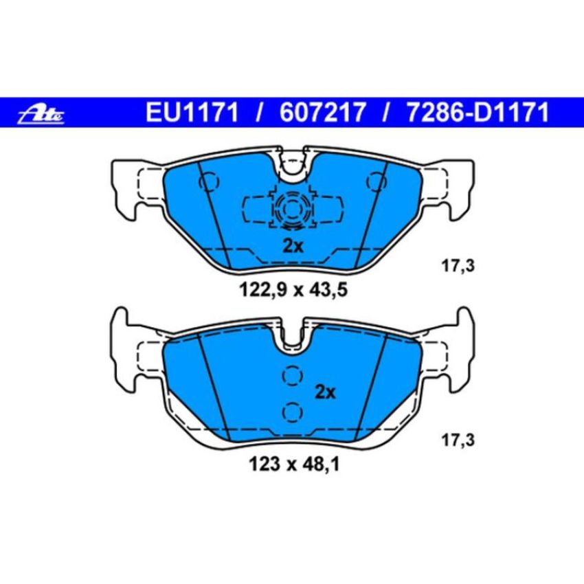 ATE 607217 ATE Original Semi-Metallic Rear Disc Brake Pad Set 607217 for BMW