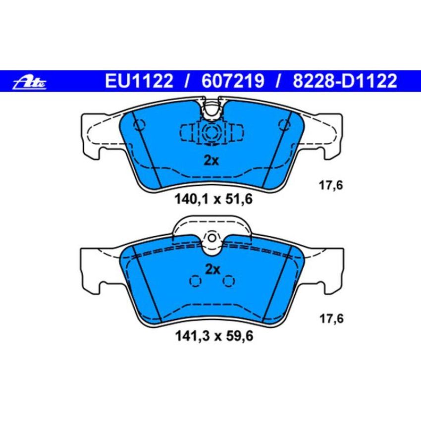 ATE 607219 ATE Original Semi-Metallic Rear Disc Brake Pad Set 607219 for Mercedes-Benz