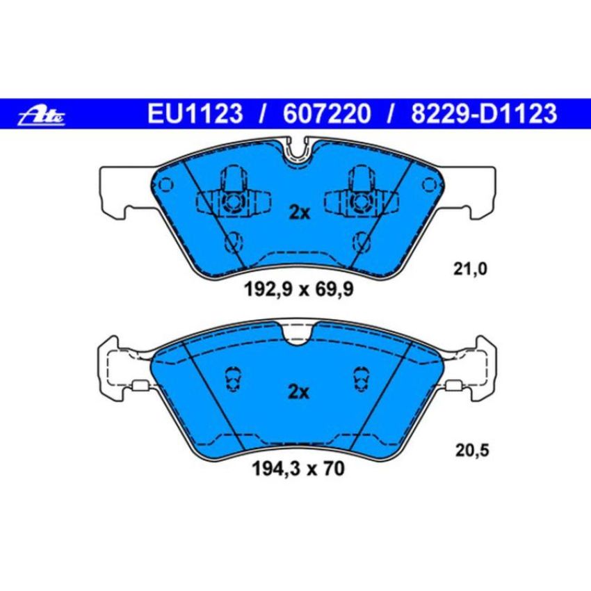 ATE 607220 ATE Original Semi-Metallic Front Disc Brake Pad Set 607220 for Mercedes-Benz
