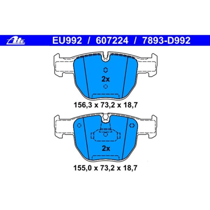 ATE 607224 ATE Original Semi-Metallic Front Disc Brake Pad Set 607224 for Land Rover
