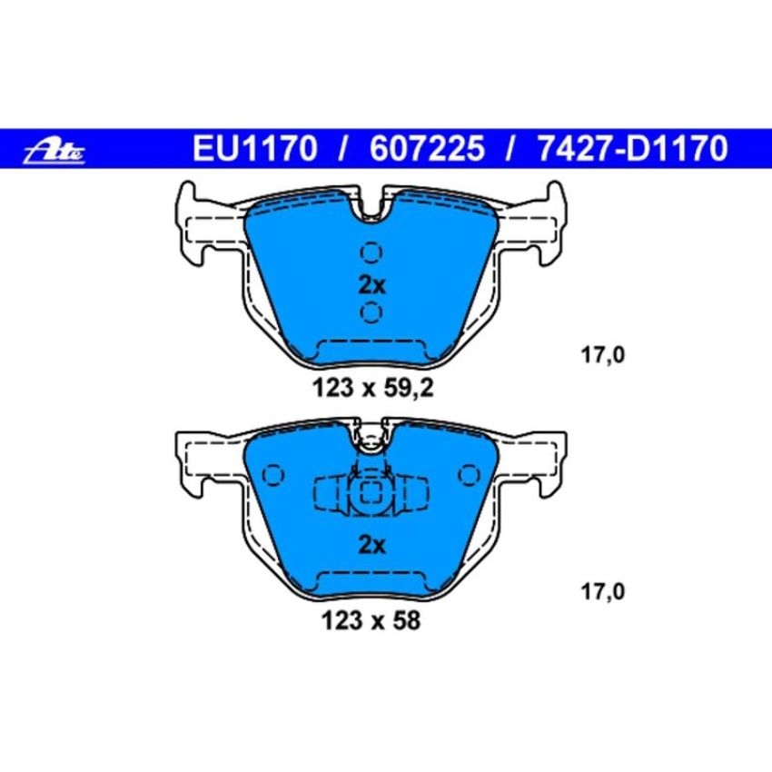 ATE 607225 ATE Original Semi-Metallic Rear Disc Brake Pad Set 607225 for BMW