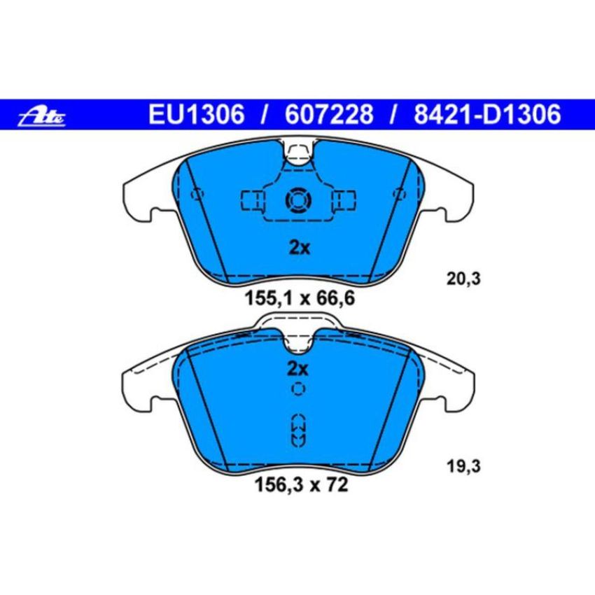ATE 607228 ATE Semi-Metallic Front Disc Brake Pad Set 607228 for Jaguar, Land Rover, Volvo