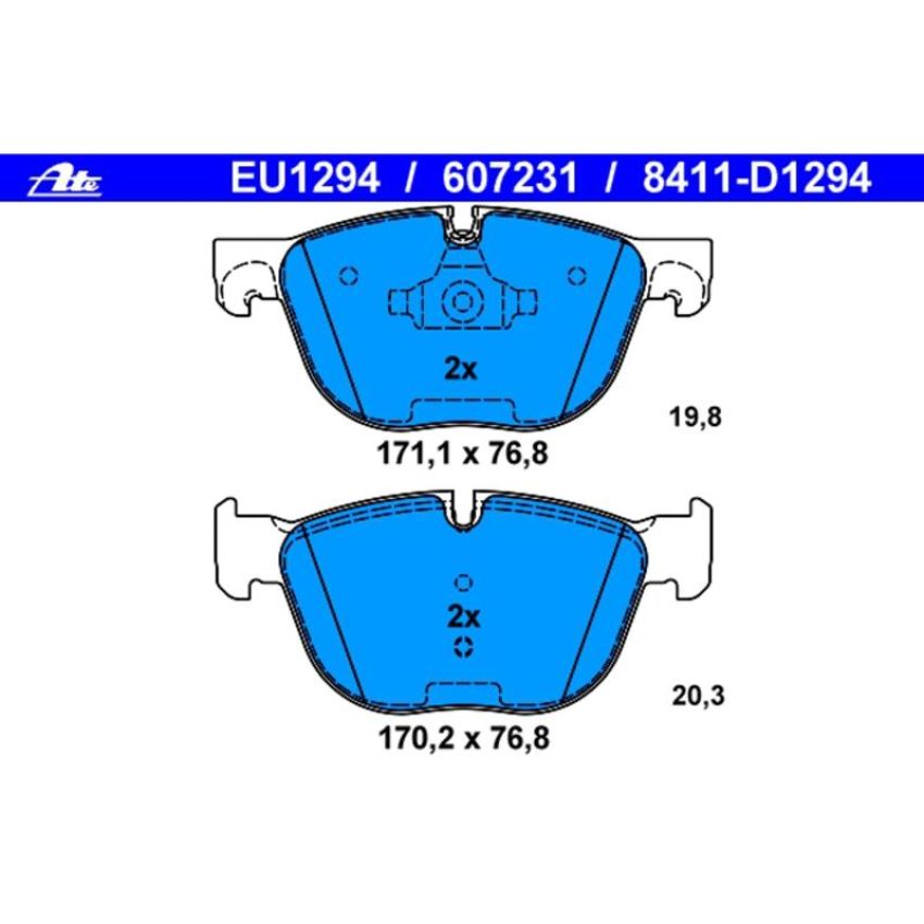 ATE 607231 ATE Original Semi-Metallic Front Disc Brake Pad Set 607231 for BMW