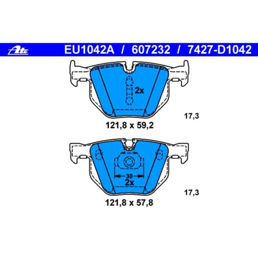 ATE 607232 ATE Original Semi-Metallic Rear Disc Brake Pad Set 607232 for BMW