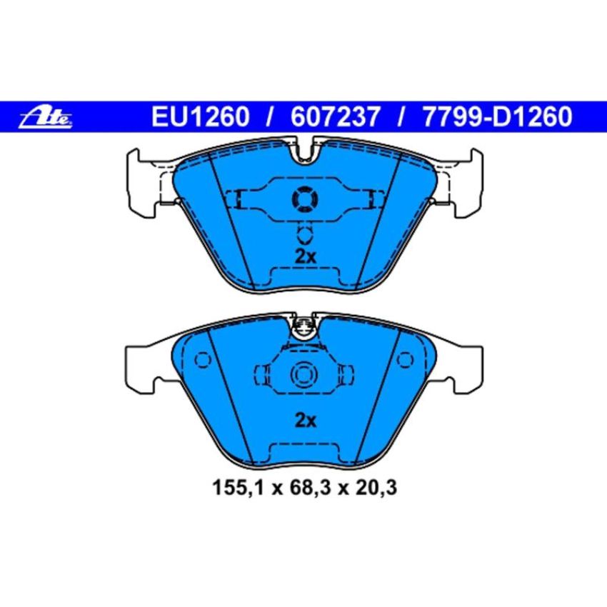 ATE 607237 ATE Original Semi-Metallic Front Disc Brake Pad Set 607237 for BMW