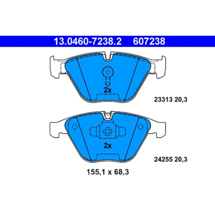 ATE 607238 ATE Original Semi-Metallic Front Disc Brake Pad Set 607238 for BMW