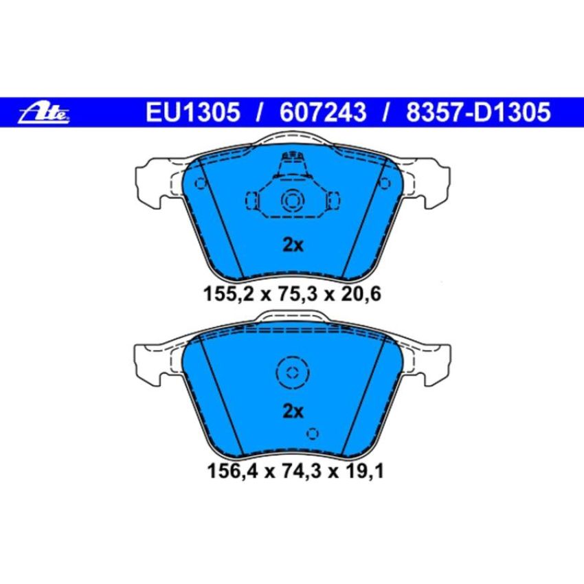 ATE 607243 ATE Original Semi-Metallic Front Disc Brake Pad Set 607243 for Volvo