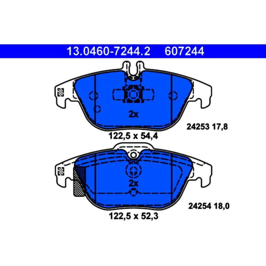 ATE 607244 ATE Original Semi-Metallic Rear Disc Brake Pad Set 607244 for Mercedes-Benz