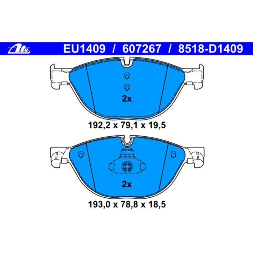 ATE 607267 ATE Original Semi-Metallic Front Disc Brake Pad Set 607267 for BMW