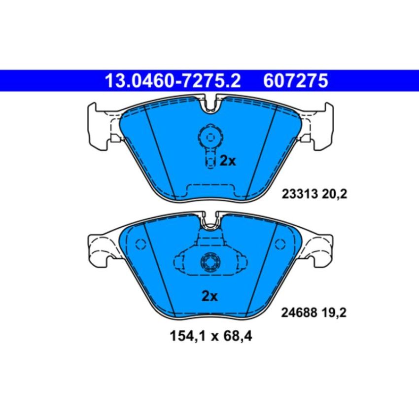 ATE 607275 ATE Original Semi-Metallic Front Disc Brake Pad Set 607275 for BMW
