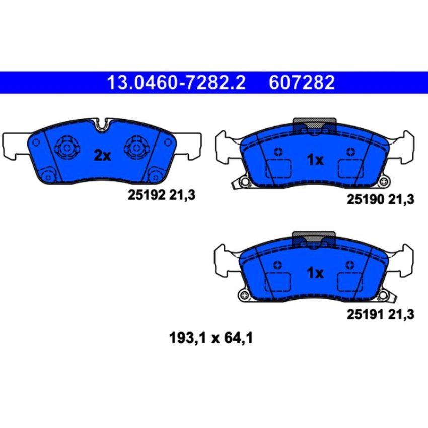 ATE 607282 ATE Semi-Metallic Front Disc Brake Pad Set 607282 for Dodge, Jeep, Mercedes-Benz