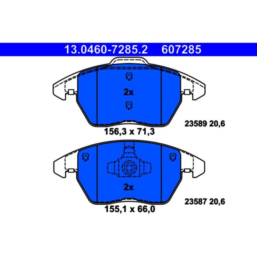 ATE 607285 ATE Original Semi-Metallic Rear Disc Brake Pad Set 607285 for Volkswagen