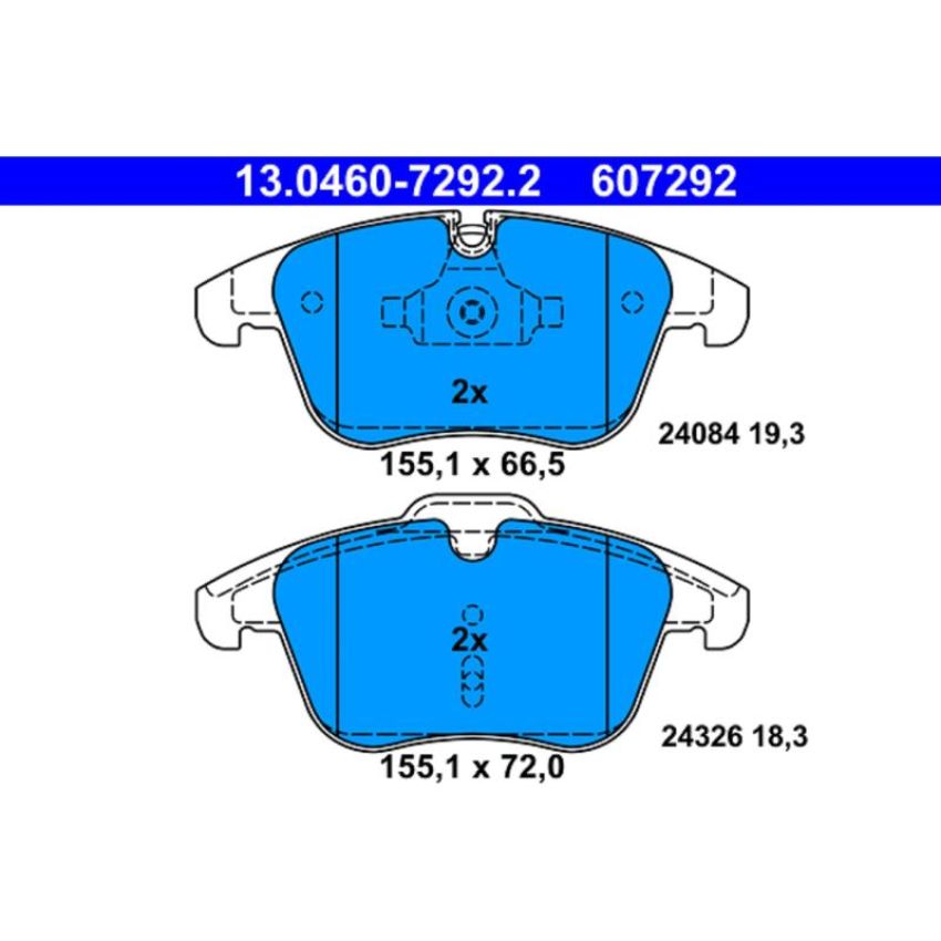 ATE 607292 ATE Original Semi-Metallic Front Disc Brake Pad Set 607292 for Jaguar