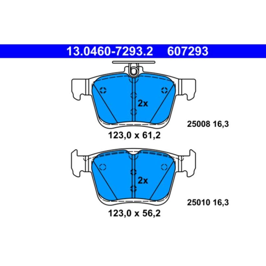 ATE 607293 ATE Original Semi-Metallic Rear Disc Brake Pad Set 607293 for Audi, Volkswagen