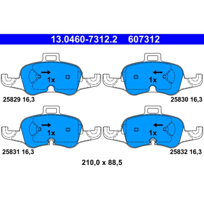 ATE 607312 ATE Original Semi-Metallic Front Disc Brake Pad Set 607312 for Audi