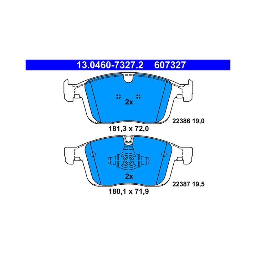 ATE 607327 ATE Original Semi-Metallic Front Disc Brake Pad Set 607327 for Volvo