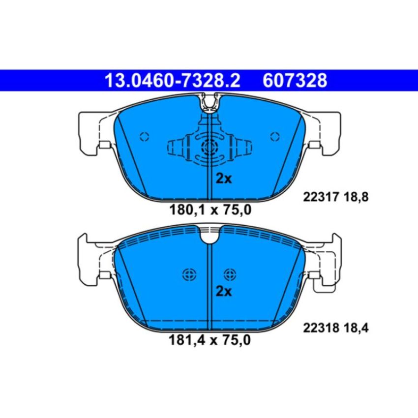 ATE 607328 ATE Original Semi-Metallic Front Disc Brake Pad Set 607328 for Volvo