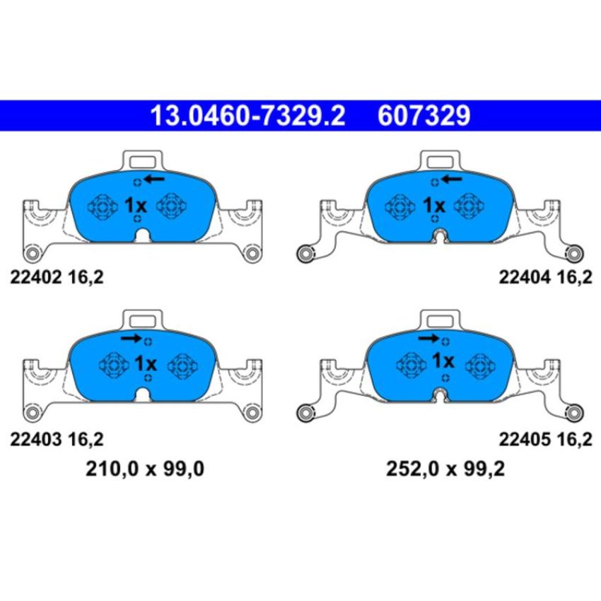 ATE 607329 ATE Original Semi-Metallic Front Disc Brake Pad Set 607329 for Audi