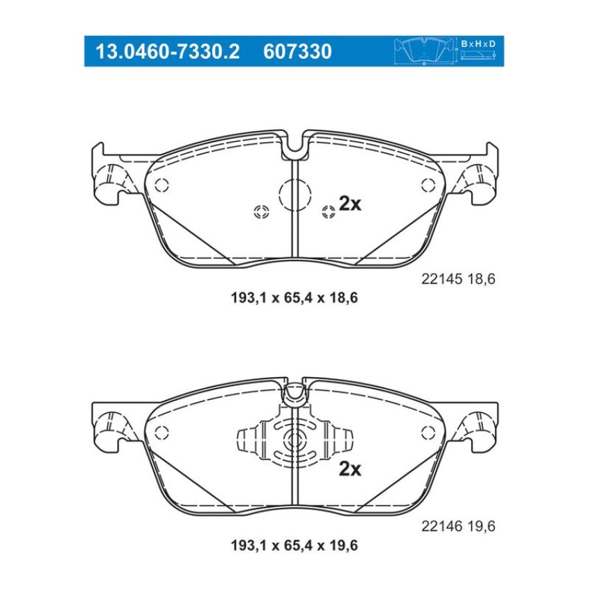 ATE 607330 ATE Semi-Metallic Front Disc Brake Pad Set 607330 for Jaguar, Land Rover