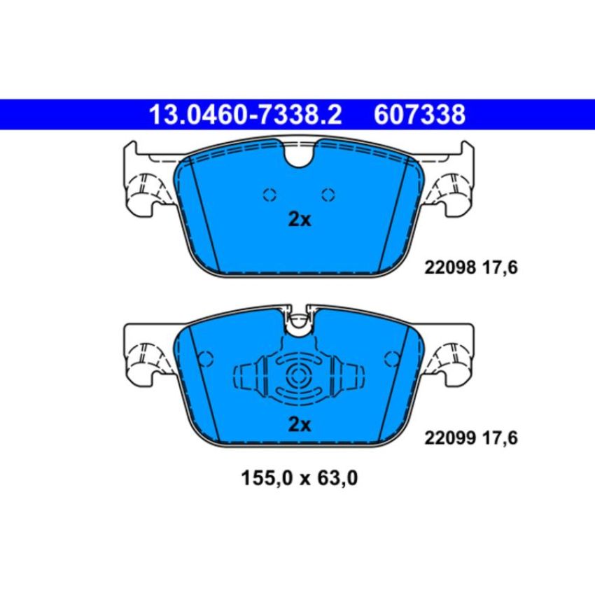 ATE 607338 ATE Original Semi-Metallic Front Disc Brake Pad Set 607338 for Volvo