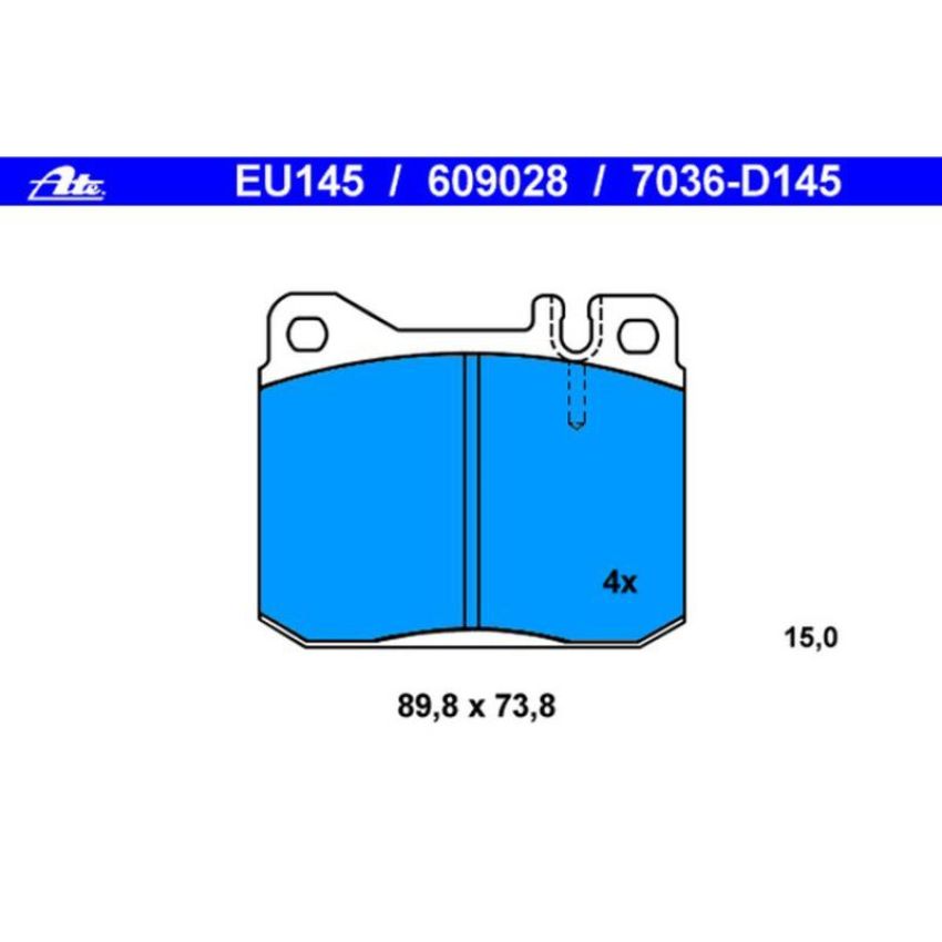 ATE 609028 ATE Original Semi-Metallic Front Disc Brake Pad Set 609028 for Mercedes-Benz
