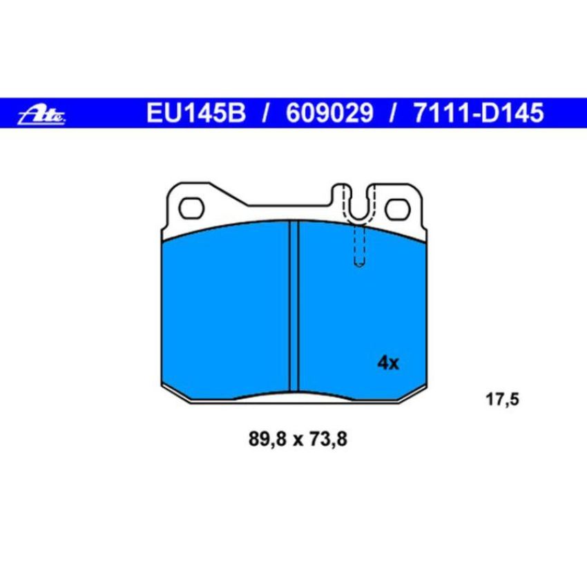 ATE 609029 ATE Original Semi-Metallic Front Disc Brake Pad Set 609029 for Mercedes-Benz