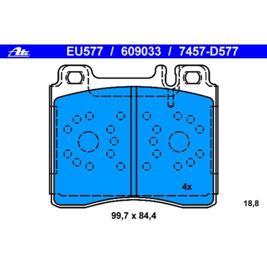 ATE 609033 ATE Original Semi-Metallic Front Disc Brake Pad Set 609033 for Mercedes-Benz