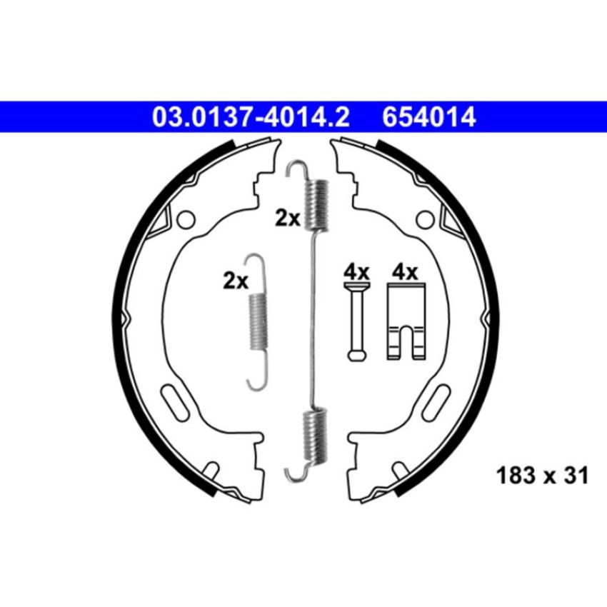 ATE 654014 ATE Parking Brake Shoe Set 654014 for Chrysler, Dodge, Mercedes-Benz