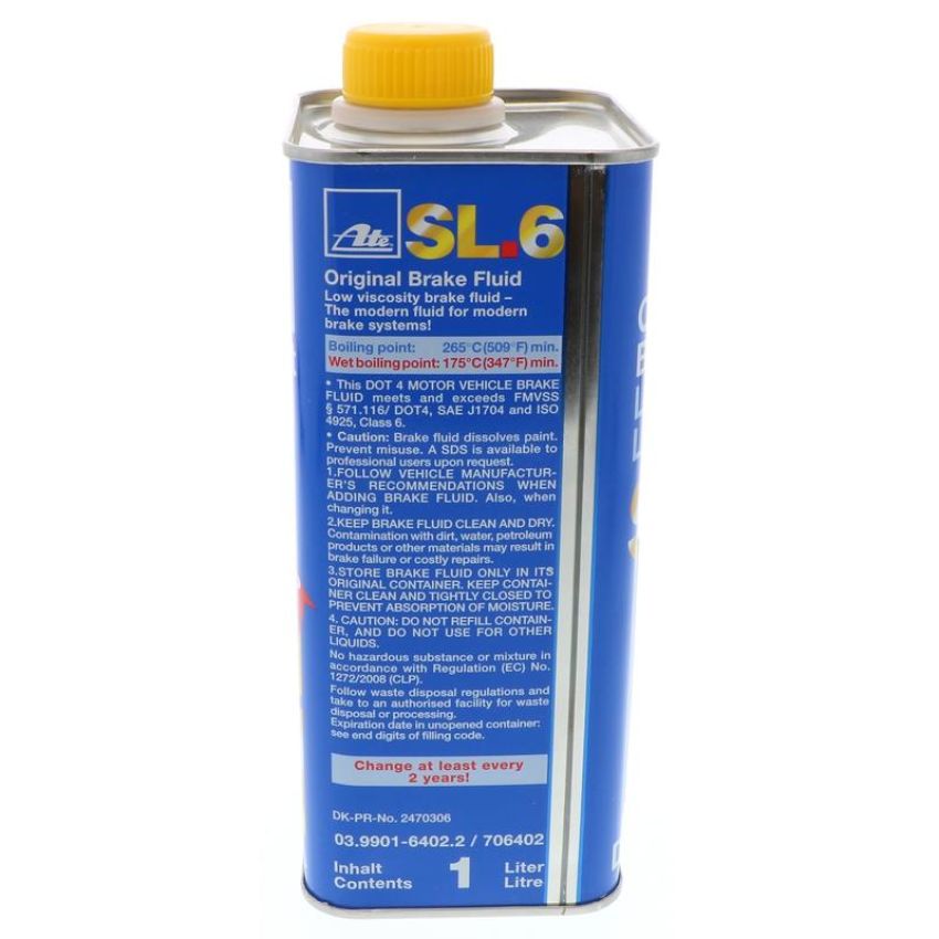 ATE 706402 ATE SL.6 DOT 4 ISO-Class 6 Brake Fluid 706402 for Electronic Braking Systems