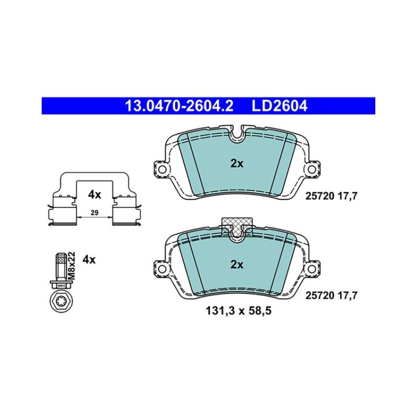 ATE LD2604 ATE Ceramic Rear Disc Brake Pad Set LD2604 for Land Rover