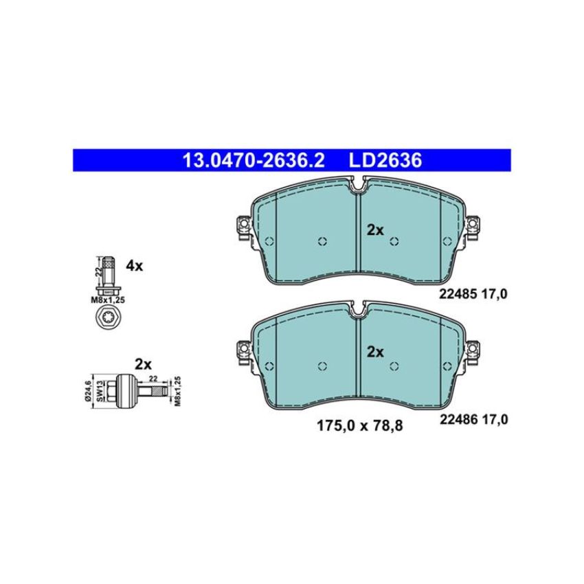 ATE LD2636 ATE Ceramic Front Disc Brake Pad Set LD2636 for Jaguar, Land Rover