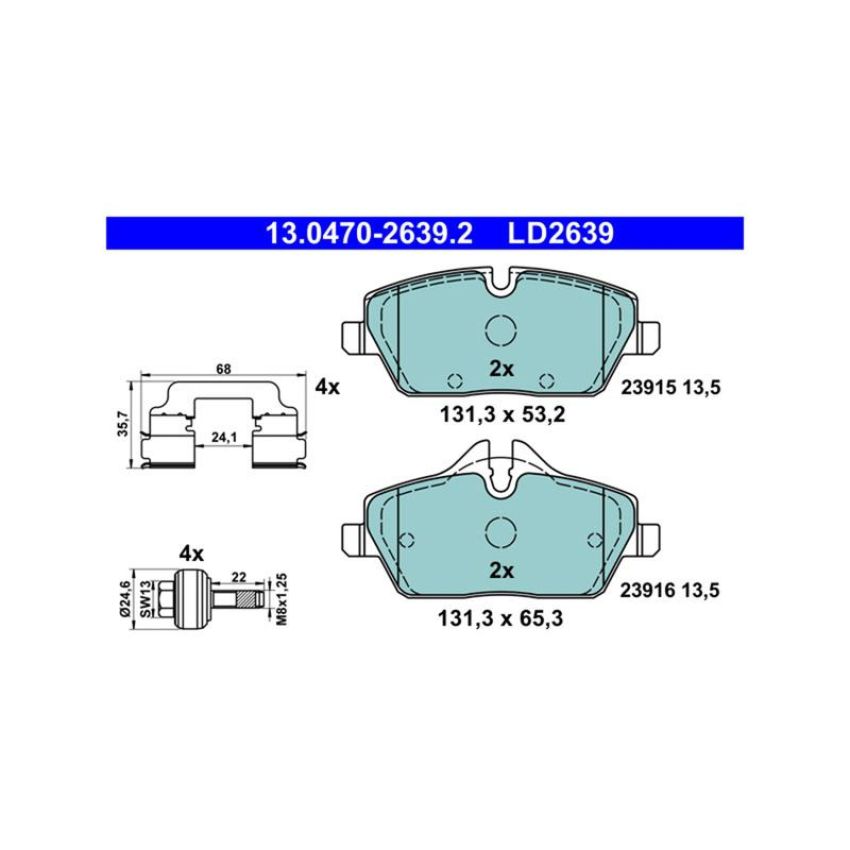 ATE LD2639 ATE Ceramic Front Disc Brake Pad Set LD2639 for BMW