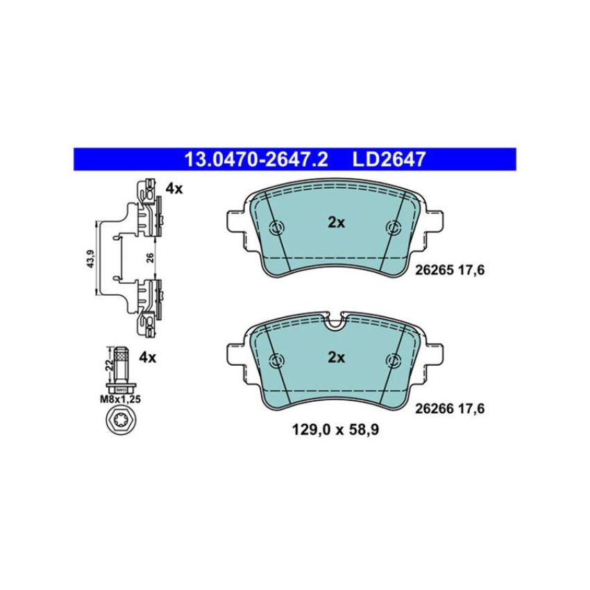 ATE LD2647 ATE Ceramic Rear Disc Brake Pad Set LD2647 for Audi