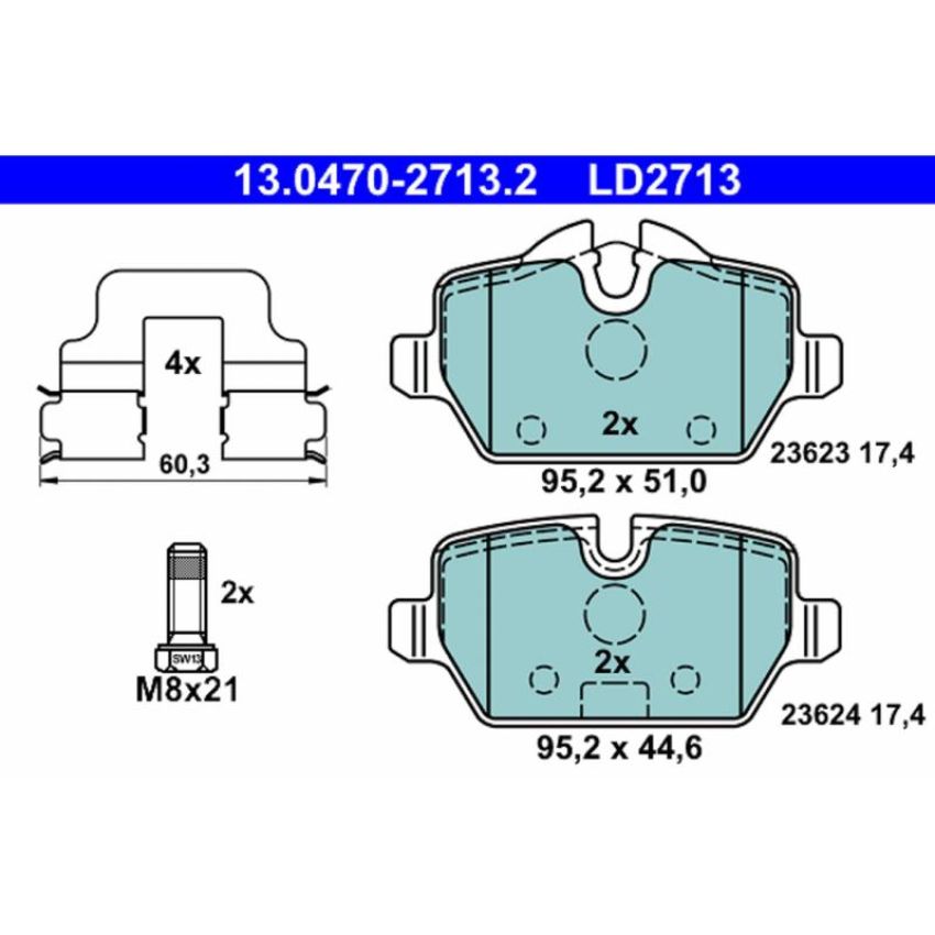 ATE LD2713 ATE Ceramic Rear Disc Brake Pad Set LD2713 for Mini