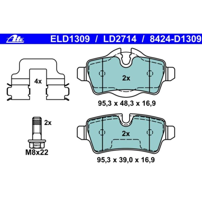 ATE LD2714 ATE Ceramic Rear Disc Brake Pad Set LD2714 for Mini