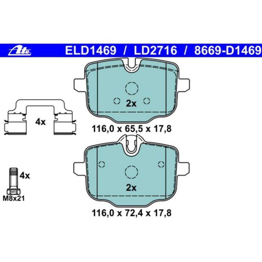 ATE LD2716 ATE Ceramic Rear Disc Brake Pad Set LD2716 for BMW