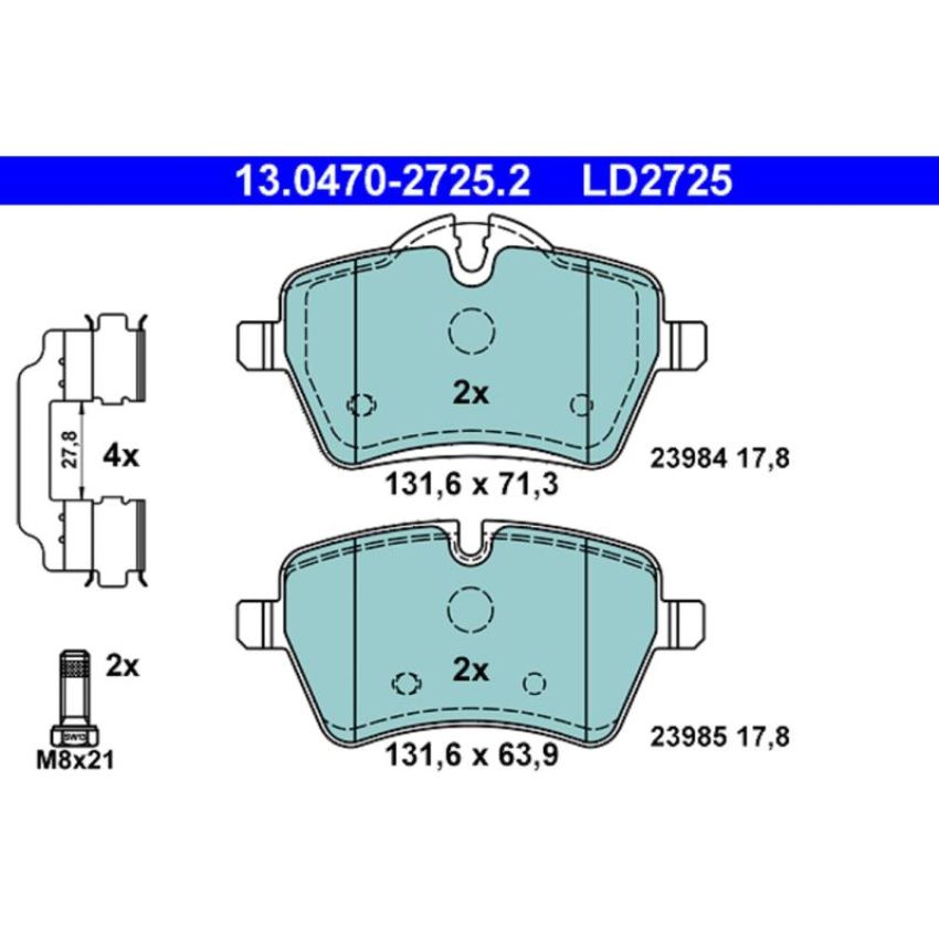 ATE LD2725 ATE Ceramic Front Disc Brake Pad Set LD2725 for Mini