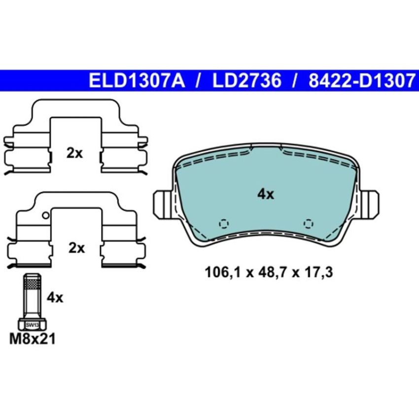ATE LD2736 ATE Ceramic Rear Disc Brake Pad Set LD2736 for Volvo