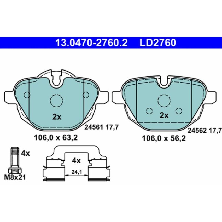 ATE LD2760 ATE Ceramic Rear Disc Brake Pad Set LD2760 for BMW