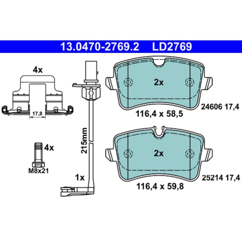 ATE LD2769 ATE Ceramic Front Disc Brake Pad Set LD2769 for Audi