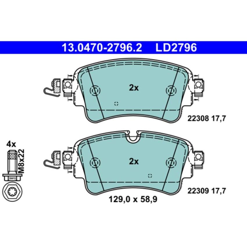 ATE LD2796 ATE Ceramic Rear Disc Brake Pad Set LD2796 for Audi