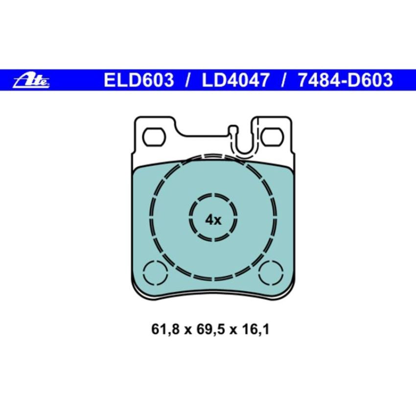ATE LD4047 ATE Ceramic Rear Disc Brake Pad Set LD4047 for Chrysler, Mercedes-Benz