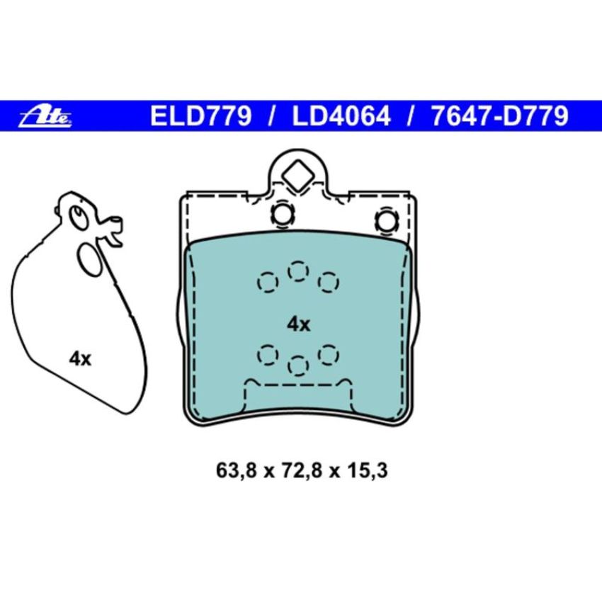 ATE LD4064 ATE Ceramic Rear Disc Brake Pad Set LD4064 for Chrysler, Mercedes-Benz