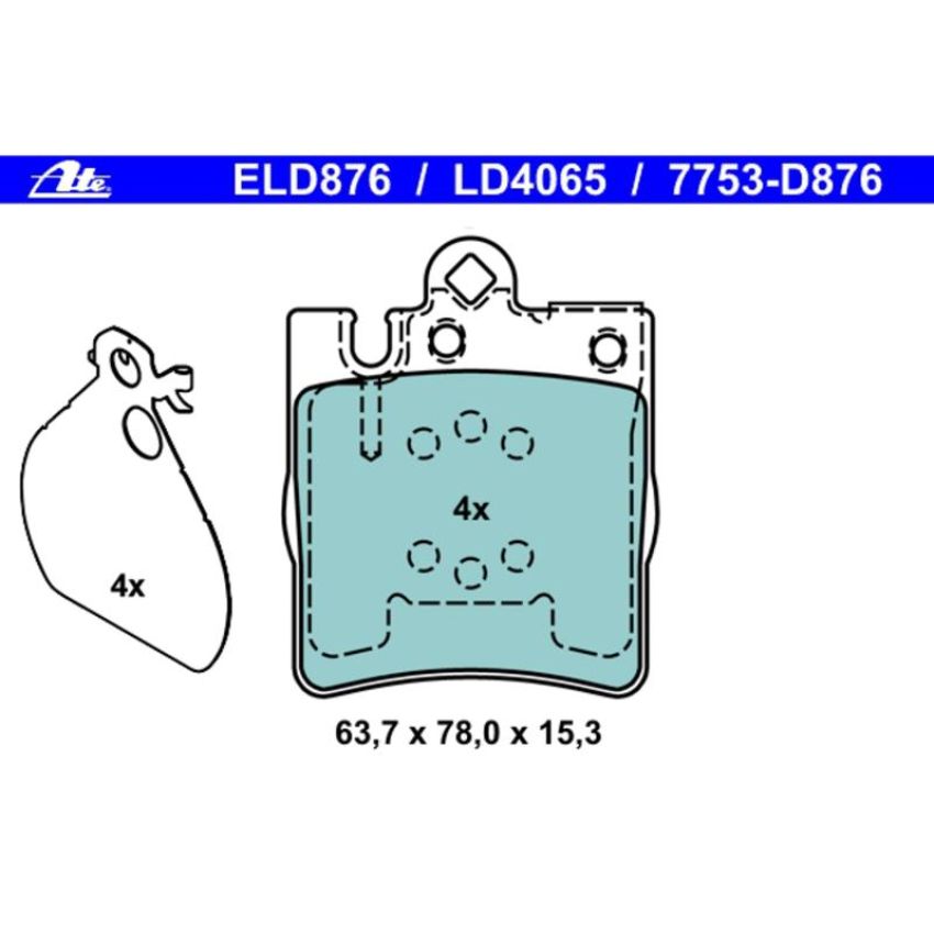 ATE LD4065 ATE Ceramic Rear Disc Brake Pad Set LD4065 for Mercedes-Benz