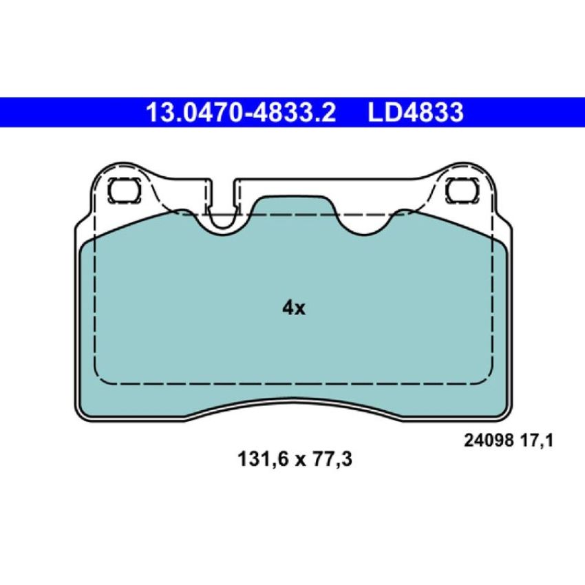 ATE LD4833 ATE Ceramic Front Disc Brake Pad Set LD4833 for Audi, Chevrolet, Volkswagen