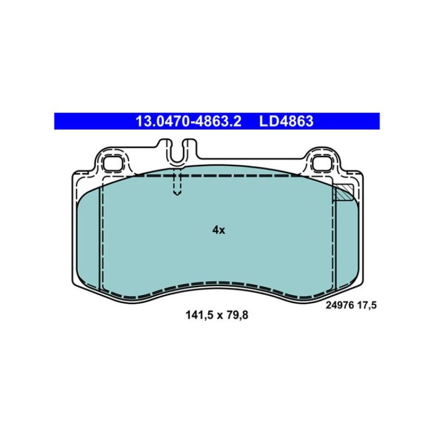 ATE LD4863 ATE Ceramic Front Disc Brake Pad Set LD4863 for Mercedes-Benz