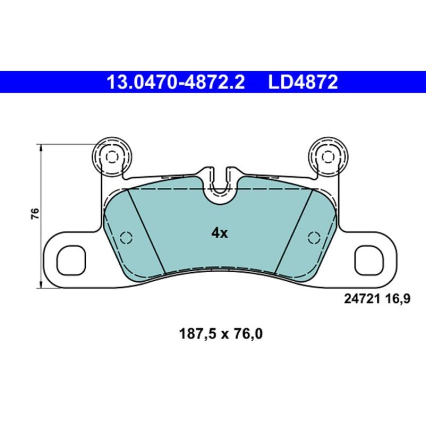 ATE LD4872 ATE Ceramic Front Disc Brake Pad Set LD4872 for Porsche, Volkswagen