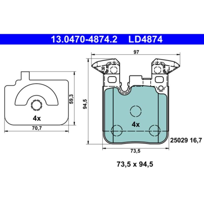 ATE LD4874 ATE Ceramic Rear Disc Brake Pad Set LD4874 for BMW